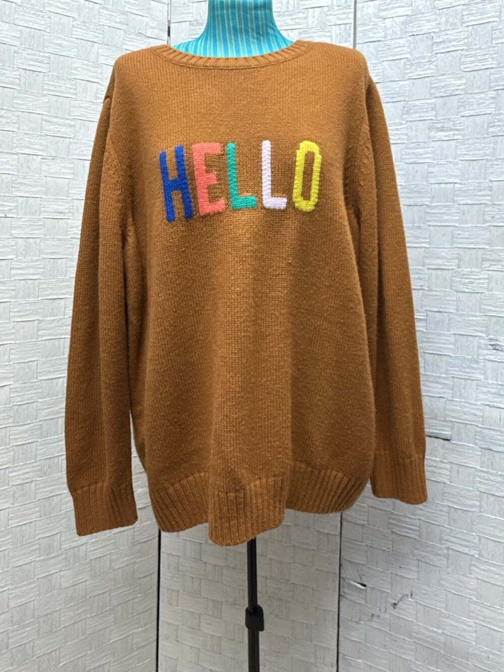 St John's Bay Hello Graphic Sweater Size 2X Brown
